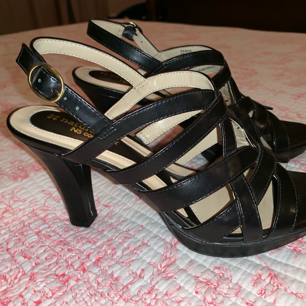 Black strappy heels